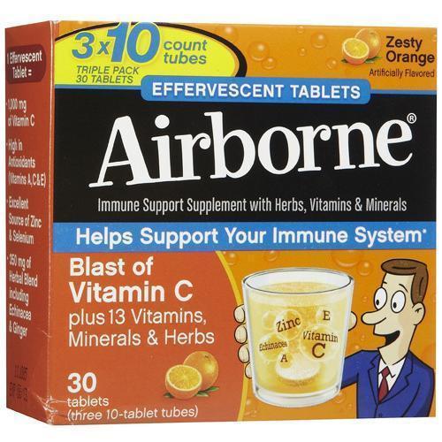 Airborne Effervescent Tablets Vitamn C Zesty Orange ( 1x3/10 Tablets)