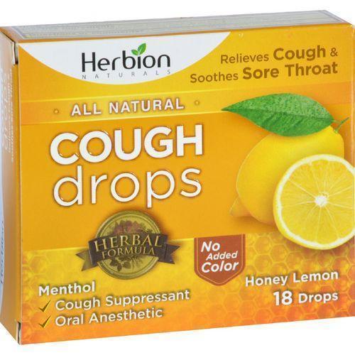 Herbion Naturals Cough Drops  All Natural  Honey Lemon  18 Drops