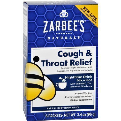 Zarbee's Cough and Throat Relief Drink Mix  Nighttime Supplement  6 Packets