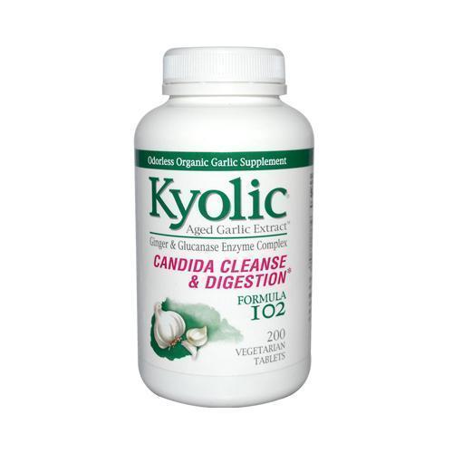 Kyolic Aged Garlic Extract Candida Cleanse and Digestion Formula 102 (1x200 Veg Tablets)