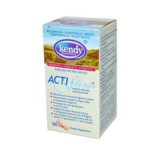 Kendy USA Prebiotic Probiotic Symbiotic ActiFlora Plus (100 Capsules)