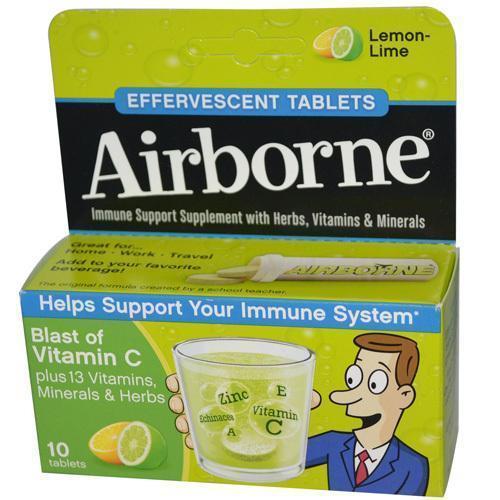 Airborne Effervescent Tablets with Vitamin C Lemon Lime (1x10 Tablets)