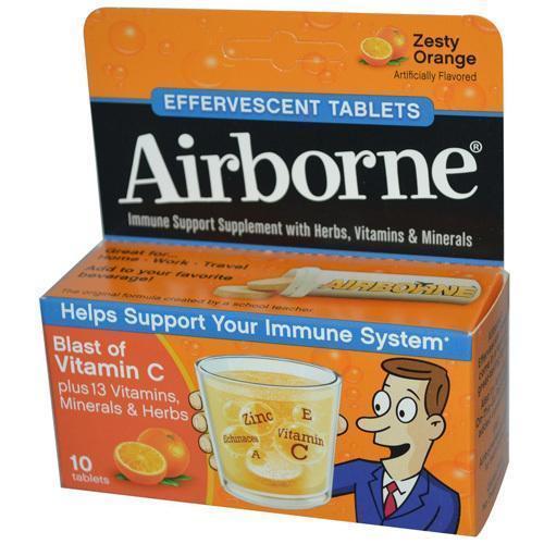 Airborne Effervescent Tablets with Vitamin C Zesty Orange (1x10 Tablets)